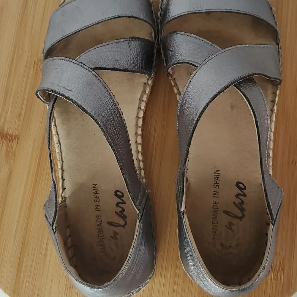 Laro Beach Metallic Pewter Espadrilles Women's Size 40